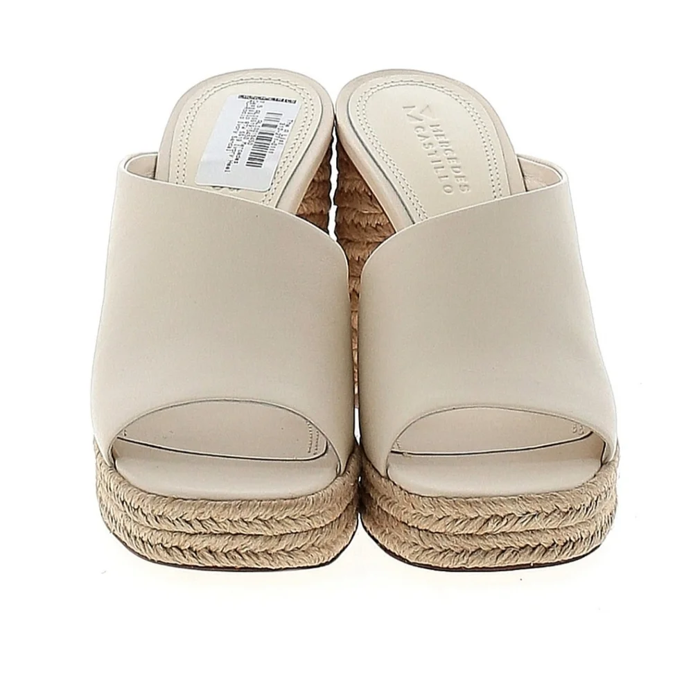 ✨ Mercedes Castillo Rocio Ivory Leather Platform Mule Sandals NWT Size 7.5✨